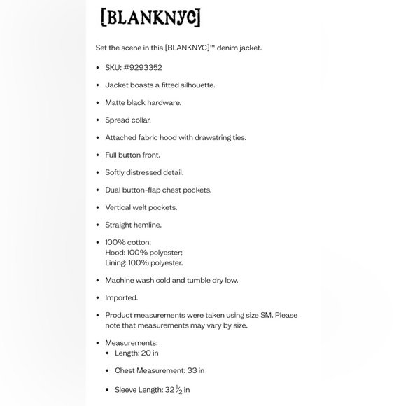 Like New - Blank NYC denim jacket with hood in Encounter, size small - Picture 5 of 14